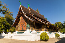 Buddhist Building Of Traditional Lao Architecture At Wat Xieng Thong Temple In Luang Prabang, Laos