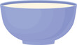 Ceramic bowl with milk. Cooking ingredient cartoon icon