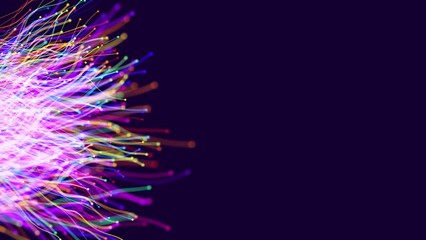 Wall Mural - flow of particles form wall. luma matte as alpha channel. motion design bg multicolor curves of part