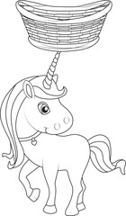 Wall Mural - funny unicorn coloring page for kids