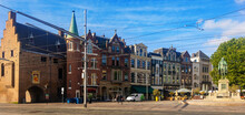 Overview Of Plaats In Hague, Netherlands. View Of Monument Of Dutch Politician Johan De Witt.