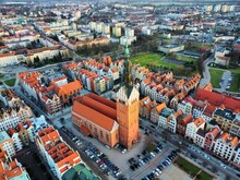 Drone Shot Of An Old Town In Elblag