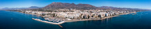 Scenic Panoramic View Of Spanish Coastal City Of Marbella By Mediterranean Sea In Foothills Of Sierra Blanca 