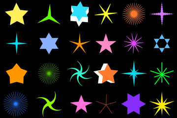 Wall Mural - button with set colored stars different. space background. vector illustration. stock image.