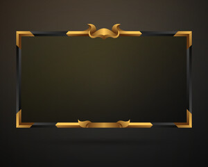 Wall Mural - Fantasy black and gold medieval vintage border frame stream overlay screen panel