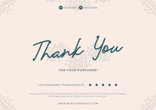 A5 Size Thank You Card Print Template With Beauty Aesthetic Floral Style Decoration