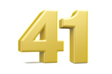3d Numbers 41 Golden Render
