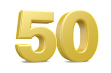 3d Numbers 50 Golden Render