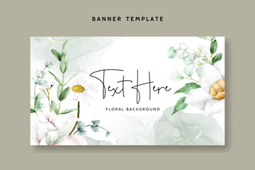 watercolor white floral background template