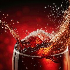 Cola Splashing background with soda bubble. Soft drink or Refreshment.