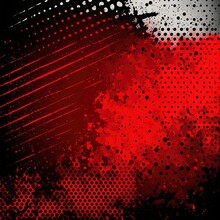 Black And Red Abstract Grunge Background With Halftone Style.
