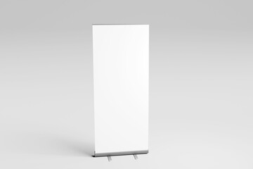 Wall Mural - Blank white roll-up banner display mockup, isolated, 3d rendering