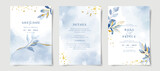 Fototapeta Boho - Elegant watercolor and leaves on wedding invitation card template
