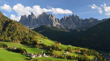 Wall Mural - Beautiful landscape of Italian dolomites - Santa maddalena - time lapse video