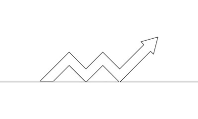 Wall Mural - Continuous line drawing of arrow, growth up business, bar chart, object one line, single line art, vector illustration