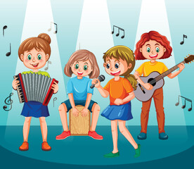 Wall Mural - Kids playing musical instrument vector