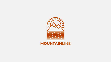 Wall Mural - Mountain line art logo design icon vector template