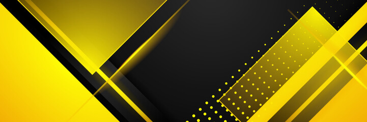 Wall Mural - Abstract yellow and black banner background