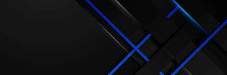Wall Mural - Abstract blue and black gradient banner