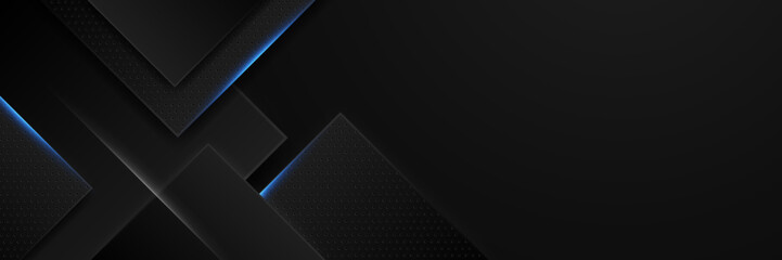 Wall Mural - Abstract blue and black gradient banner