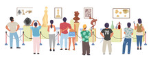 People At Museum Art Gallery Vector Illustration