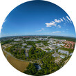 Augsburg - das Univiertel im Luftbild, Little Planet-Ansicht, freigestellt