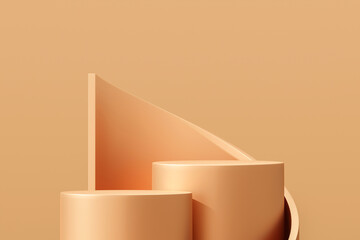 Wall Mural - gold podium product display 3d stage on empty background with luxury abstract scene pedestal platfor