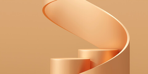 Wall Mural - gold podium product display 3d stage on empty background with luxury abstract scene pedestal platfor