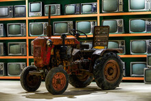 Close-up Of An Old Tractor Indoors