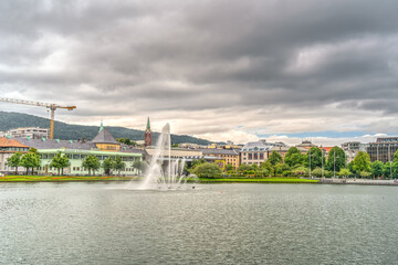 Canvas Print - Bergen landmarks, Norway, HDR Image