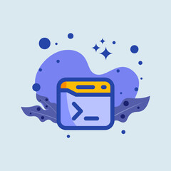 Terminal flat illustration. Code signs vector illustration.