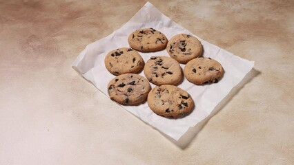 Wall Mural - chocolate chip cookies on baking paper