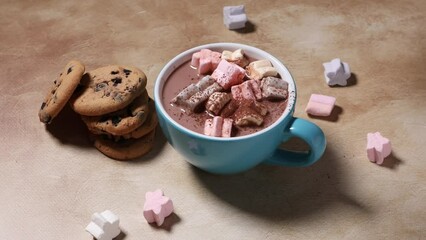 Wall Mural - Hot chocolate with marshmallows  cookies