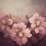 Fototapeta Kwiaty - Dusty pink blossom illustration.