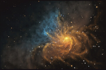 Wall Mural - space and galaxy, black and golden