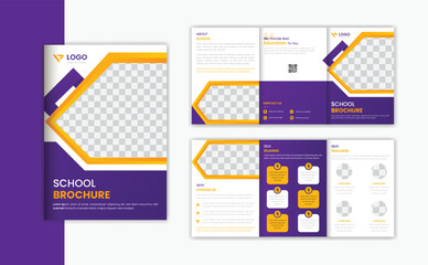 Education A5 trifold brochure design template, school admission multipage trifold 