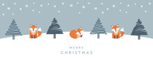 Cute Christmas Motives Fox Tree And Gift Box