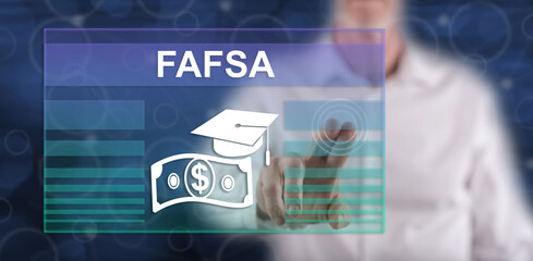 Wall Mural - Man touching a fafsa concept