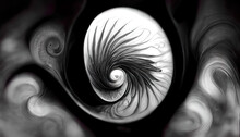 Abstract Fractal Background, Abstract Background With Spirals, Abstract Fractal Background With Spiral, Grey, Background, Illustration, Rendered