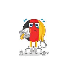 Sticker - belgium cry with a tissue. cartoon mascot vector