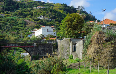 Poster - hillside settlement on madeira island