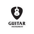 simple guitar pick music instrument logo design