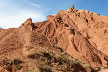 Canvas Print - Fairytale canyon or Skazka Canyon, Natural park of colorful rocks near Issyk-Kul lake, Kyrgyzstan.