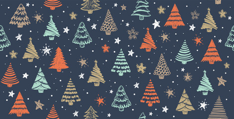 Wall Mural - christmas tree hand drawn illustrations. vector.