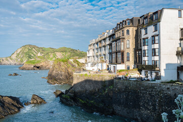 Wall Mural - Ilfracombe, North Devon, United Kingdom. View of the sea and the town, selective focus