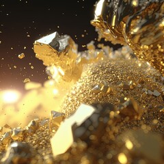 Wall Mural - Abstract  gold blurred background for wallpaper design. Gold nuggets and gold dust. 