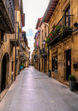 Laguardia Spain narrow streets in beautiful hilltop town in Rioja region