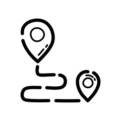 Wall Mural - Point-to-point navigation doodle icon. Hand drawn symbol. Vector illustration.