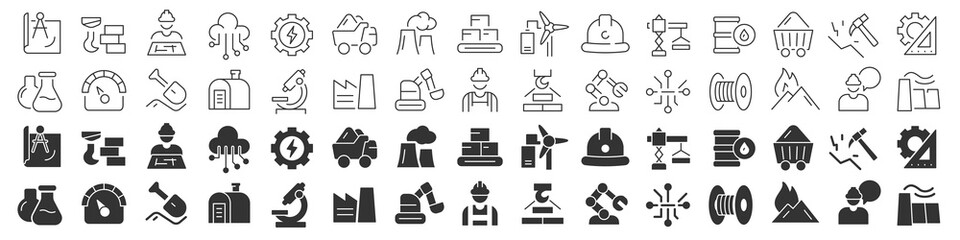 Leinwandbilder - Industrial and engineering line excellent icons collection in two different styles. Thin outline icons pack. Vector illustration eps10