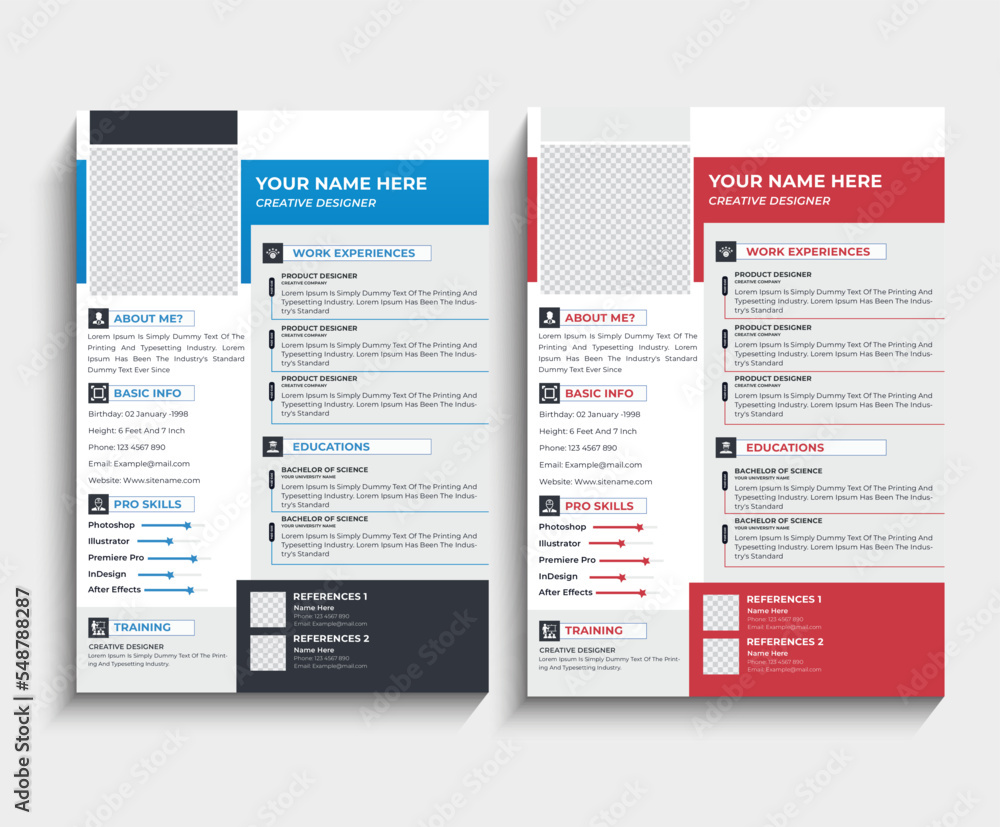 modern professional resume CV template Stock Vector | Adobe Stock